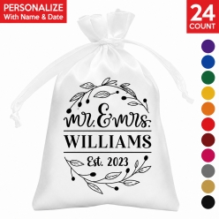 Mr & Mrs PERSONALIZED Satin Bags - 24 PK